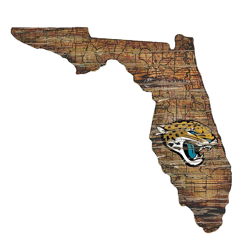 Jacksonville Jaguars 23.5" x 23.5" Distressed State with Logo Sign