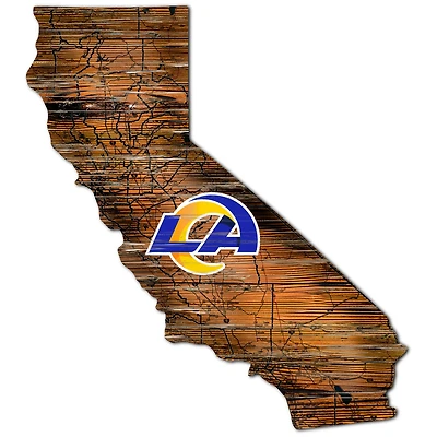 Los Angeles Rams 23.5" x 23.5" Distressed State with Logo Sign