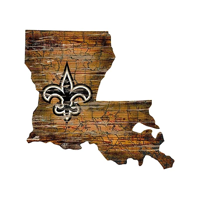 New Orleans Saints 23.5" x 23.5" Distressed State with Logo Sign