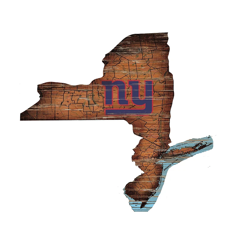 New York Giants 23.5" x 23.5" Distressed State with Logo Sign
