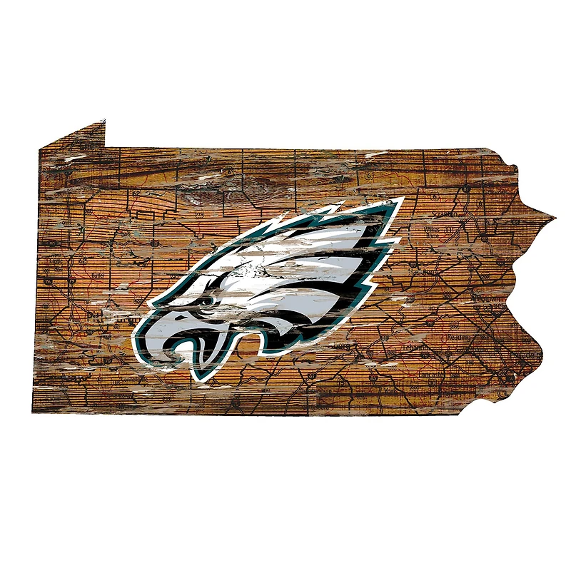 Philadelphia Eagles 23.5" x 23.5" Distressed State with Logo Sign