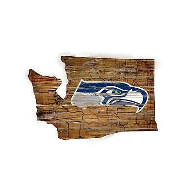 Seattle Seahawks 23.5" x 23.5" Distressed State with Logo Sign