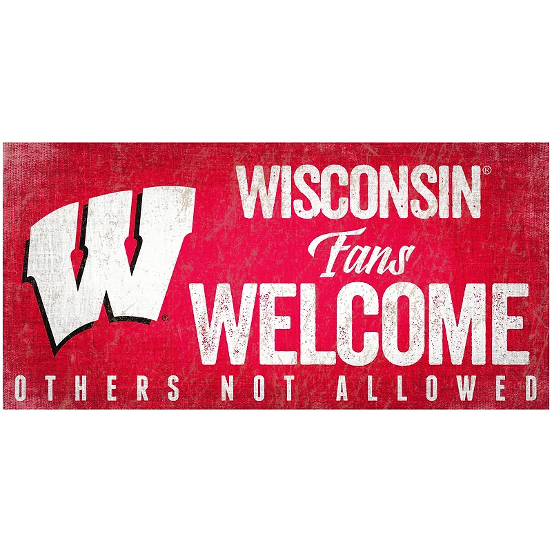 Wisconsin Badgers 6" x 12" Fans Welcome Sign