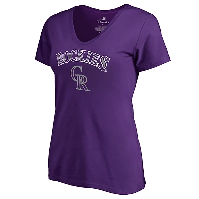 Women's Purple Colorado Rockies Team Lockup T-Shirt