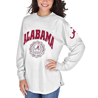 Women's Pressbox White Alabama Crimson Tide Edith Long Sleeve Oversized Top