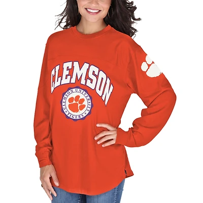 Women's Pressbox Orange Clemson Tigers Edith Long Sleeve Oversized Top
