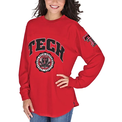 Women's Pressbox Red Texas Tech Red Raiders Edith Long Sleeve Oversized Top