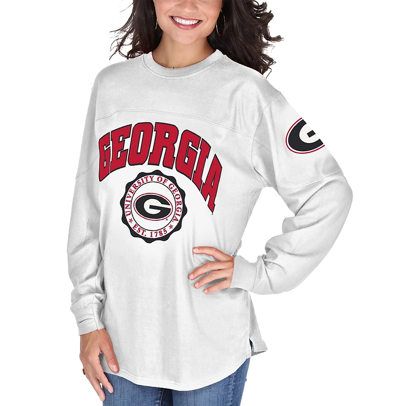 Women's Pressbox White Georgia Bulldogs Edith Long Sleeve Oversized Top
