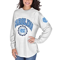 Women's Pressbox White North Carolina Tar Heels Edith Long Sleeve Oversized Top