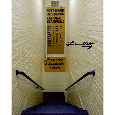 Lou Holtz Notre Dame Fighting Irish Autographed 8" x 10" Play Like a Champion Today Photograph