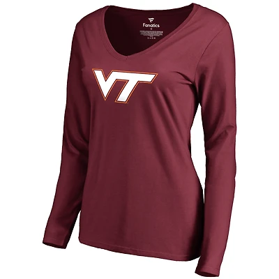 Women's Maroon Virginia Tech Hokies Primary Team Logo Long Sleeve T-Shirt