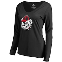Women's Black Georgia Bulldogs Primary Team Logo Long Sleeve T-Shirt