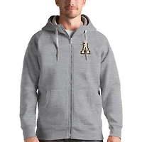 Men's Antigua Gray Appalachian State Mountaineers Victory Full-Zip Hoodie