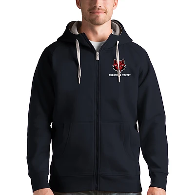 Men's Antigua Charcoal Arkansas State Red Wolves Victory Full-Zip Hoodie