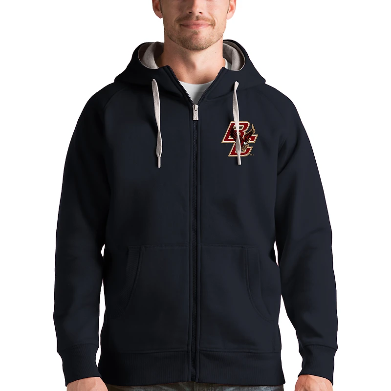 Men's Antigua Charcoal Boston College Eagles Victory Full-Zip Hoodie