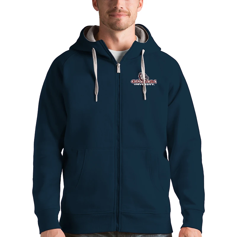 Men's Antigua Navy Gonzaga Bulldogs Victory Full-Zip Hoodie