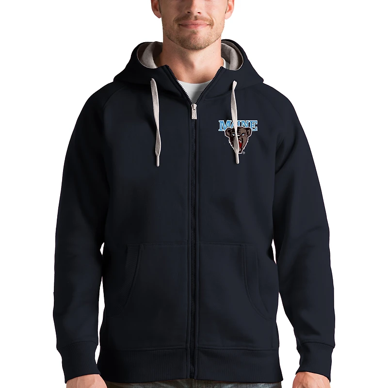 Men's Antigua Charcoal Maine Black Bears Victory Full-Zip Hoodie