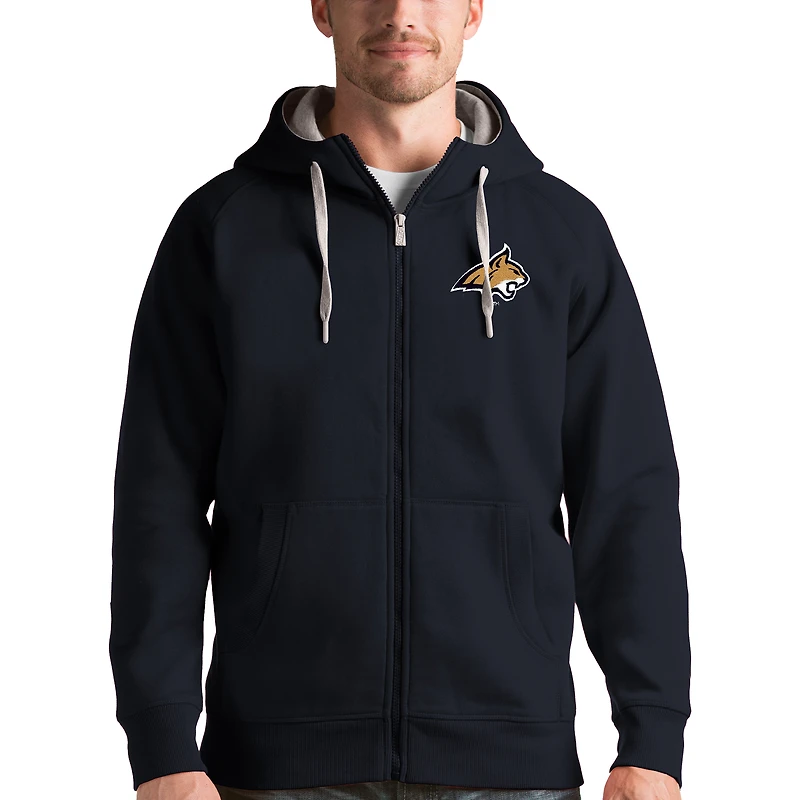 Men's Antigua Charcoal Montana State Bobcats Victory Full-Zip Hoodie