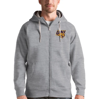 Men's Antigua Gray Northern Iowa Panthers Victory Full-Zip Hoodie