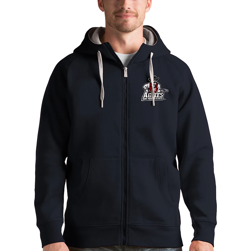 Men's Antigua Charcoal New Mexico State Aggies Victory Full-Zip Hoodie