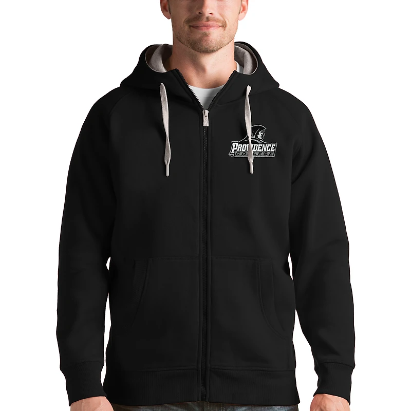 Men's Antigua Black Providence Friars Victory Full-Zip Hoodie