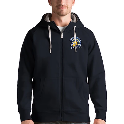 Men's Antigua Charcoal San Jose State Spartans Victory Full-Zip Hoodie