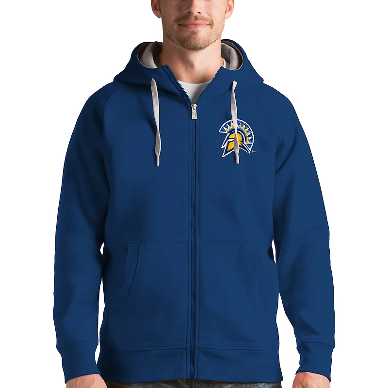 Men's Antigua Royal San Jose State Spartans Victory Full-Zip Hoodie