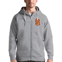Men's Antigua Gray Syracuse Orange Victory Full-Zip Hoodie