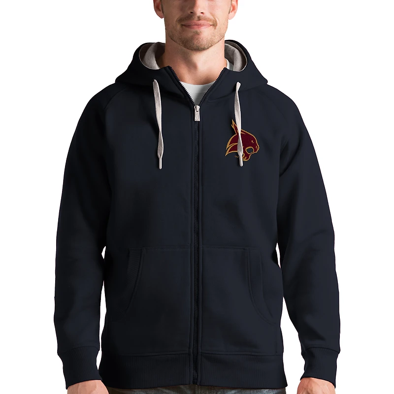 Men's Antigua Charcoal Texas State Bobcats Victory Full-Zip Hoodie