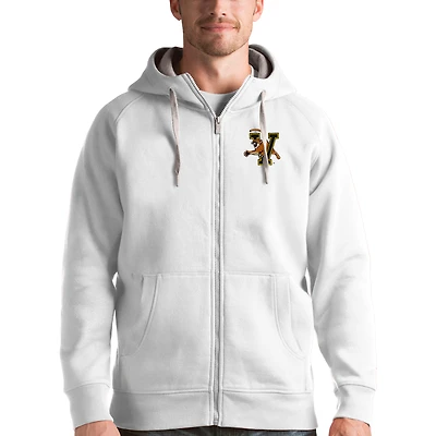 Men's Antigua White Vermont Catamounts Victory Full-Zip Hoodie