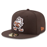 Men's New Era Brown Cleveland Browns Brownie Omaha  Brownie The Elf Throwback 59FIFTY Fitted Hat