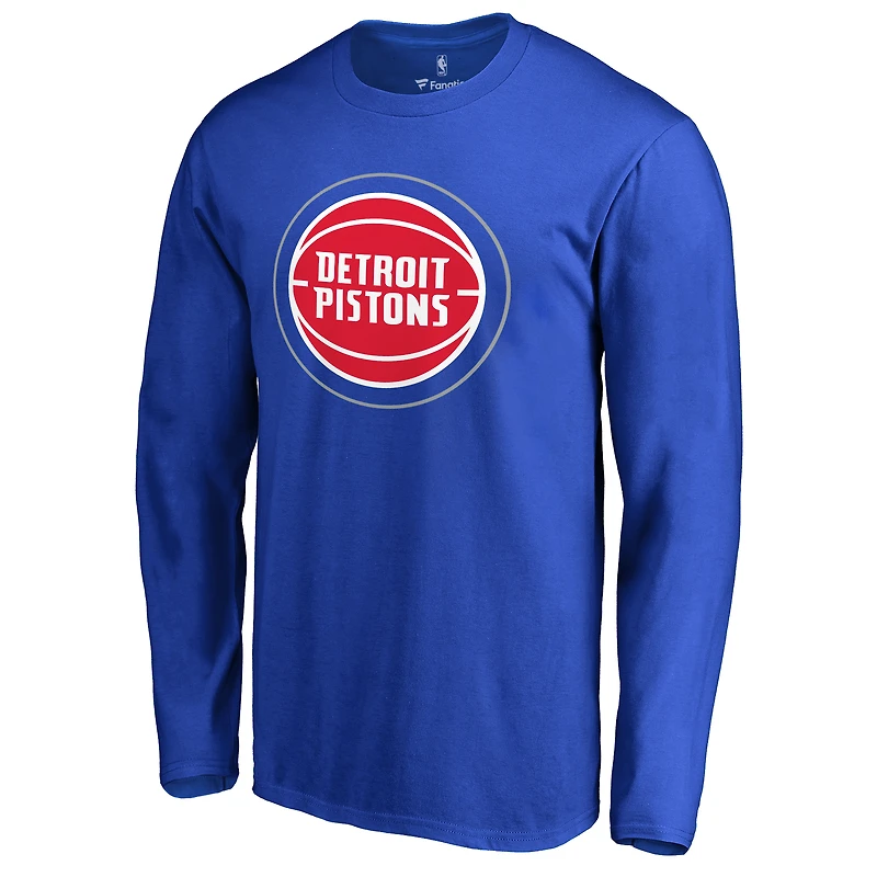 Men's Royal Detroit Pistons Primary Logo 2 Long Sleeve T-Shirt