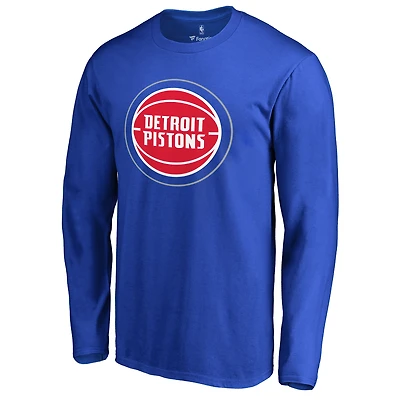Men's Royal Detroit Pistons Primary Logo 2 Long Sleeve T-Shirt