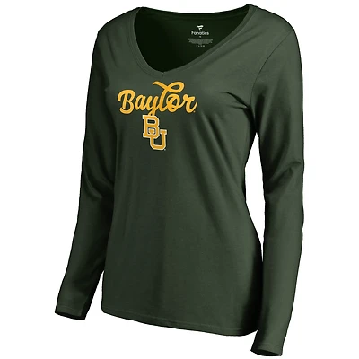 Women's Green Baylor Bears Freehand Long Sleeve T-Shirt