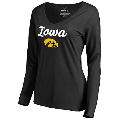 Women's Black Iowa Hawkeyes Freehand Long Sleeve T-Shirt