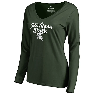 Women's Green Michigan State Spartans Freehand Long Sleeve T-Shirt
