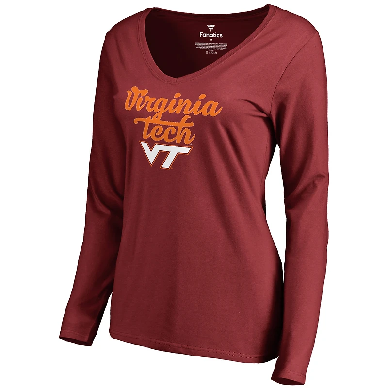 Women's Maroon Virginia Tech Hokies Freehand Long Sleeve T-Shirt