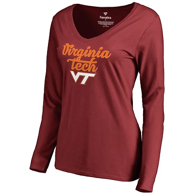 Women's Maroon Virginia Tech Hokies Freehand Long Sleeve T-Shirt