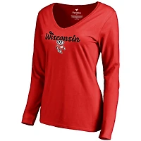 Women's Red Wisconsin Badgers Freehand Long Sleeve T-Shirt