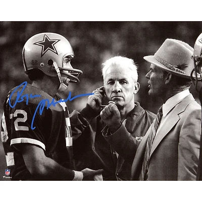 Roger Staubach Dallas Cowboys Autographed 8" x 10" Talking with Landry Photograph