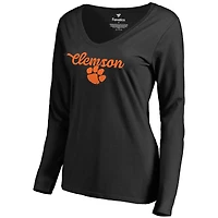 Women's Black Clemson Tigers Freehand Long Sleeve T-Shirt