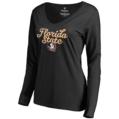 Women's Black Florida State Seminoles Freehand Long Sleeve T-Shirt