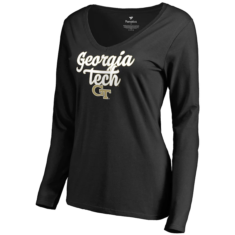 Women's Black Georgia Tech Yellow Jackets Freehand Long Sleeve T-Shirt