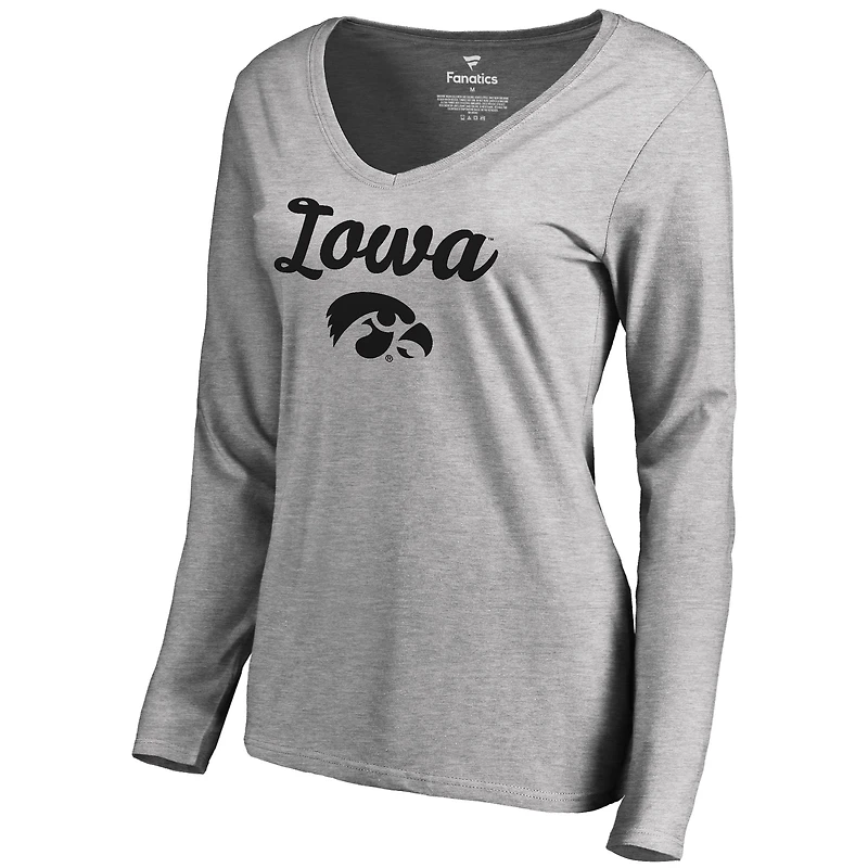 Women's Ash Iowa Hawkeyes Freehand Long Sleeve T-Shirt