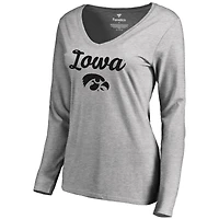 Women's Ash Iowa Hawkeyes Freehand Long Sleeve T-Shirt