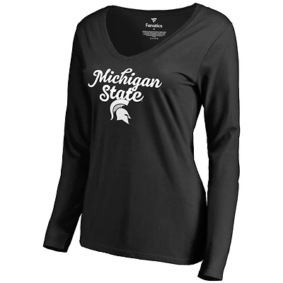 Women's Black Michigan State Spartans Freehand Long Sleeve T-Shirt