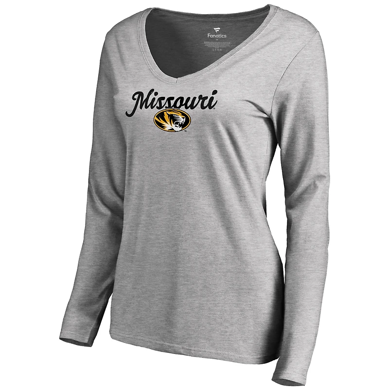 Women's Ash Missouri Tigers Freehand Long Sleeve T-Shirt