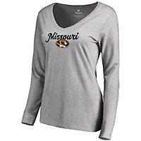 Women's Ash Missouri Tigers Freehand Long Sleeve T-Shirt