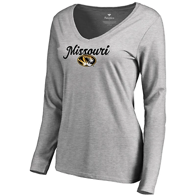 Women's Ash Missouri Tigers Freehand Long Sleeve T-Shirt