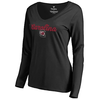 Women's Black South Carolina Gamecocks Freehand Long Sleeve T-Shirt
